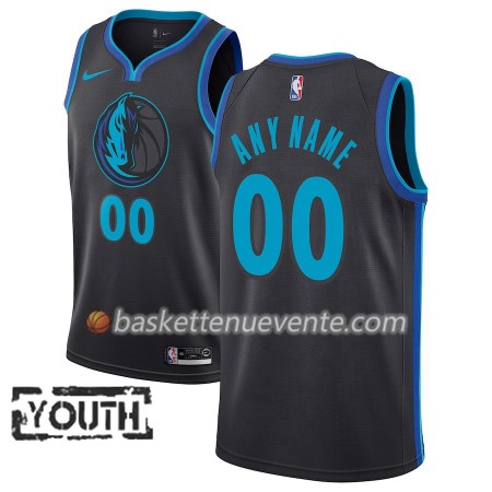 Maillot Basket Dallas Mavericks Personnalisé 2018-19 Nike City Edition Noir Bleu Swingman - Enfant